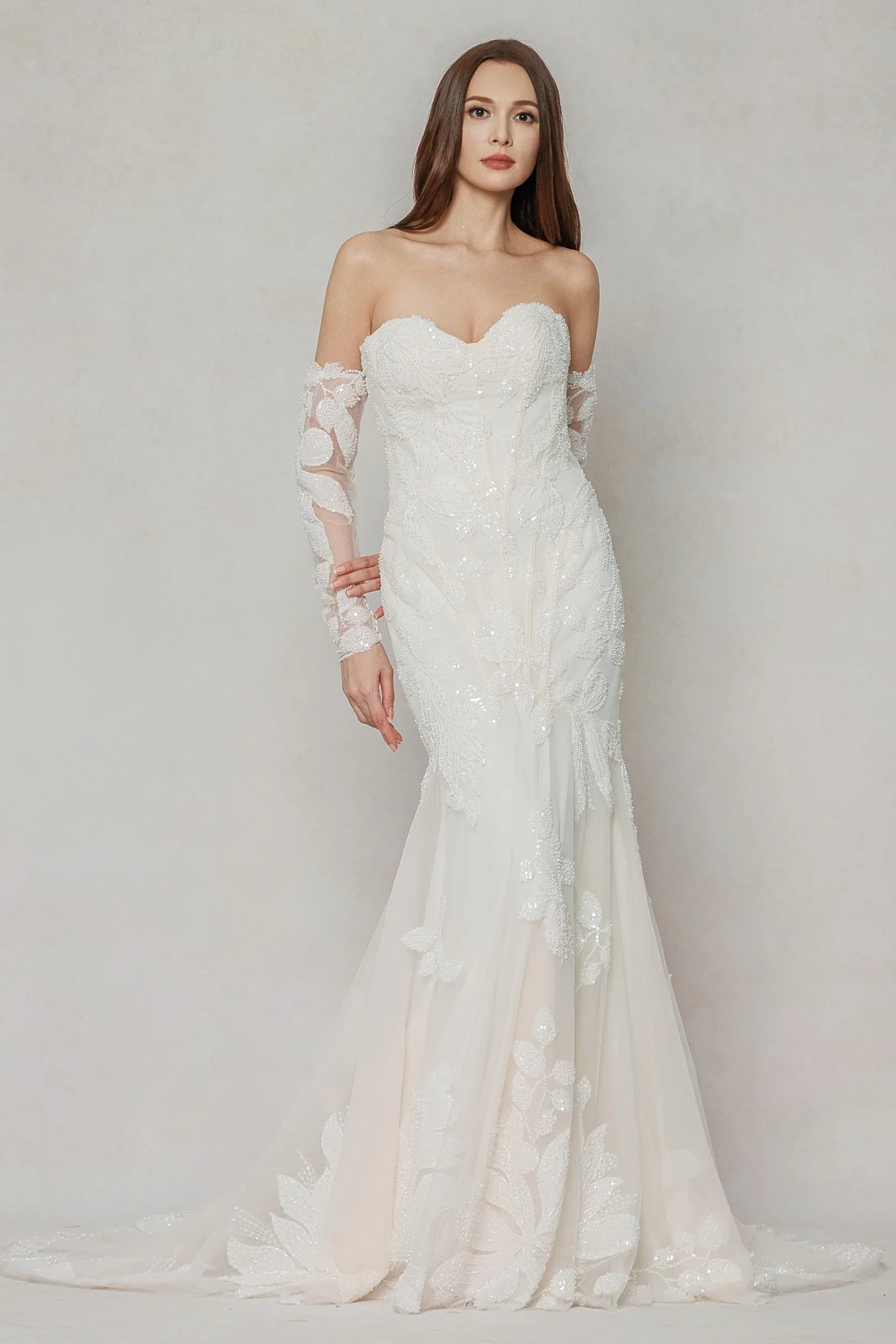 Trumpet-Mermaid Court Train Tulle Wedding Dress CW3639 - COCOMELODY